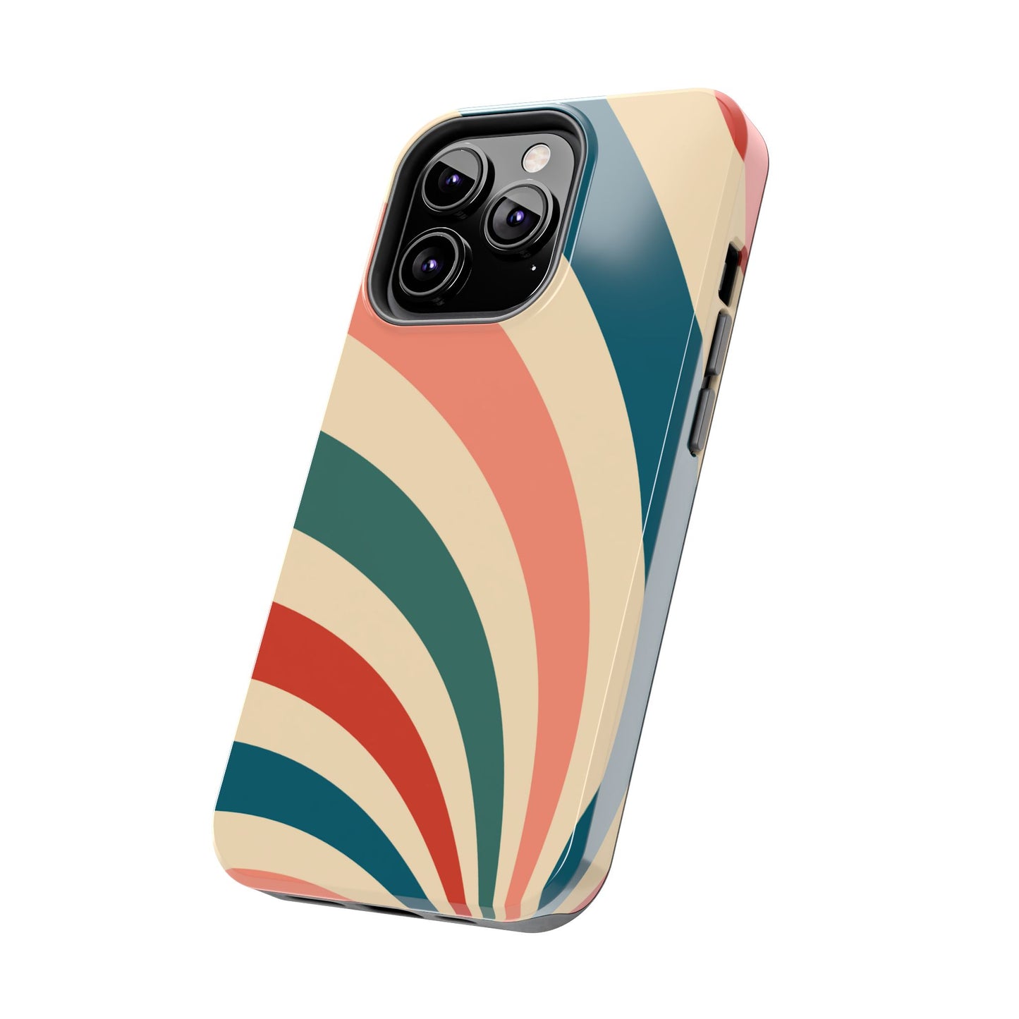 Retro Sunburst Swirl iPhone Case – Dual-Layer Protection with Bold 70s Vibes