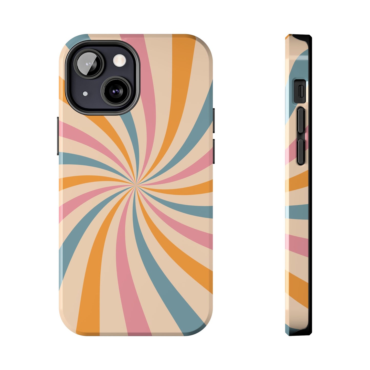 Retro Swirl Pattern iPhone Case – Bold 70s Vibe in Pink, Orange, and Teal