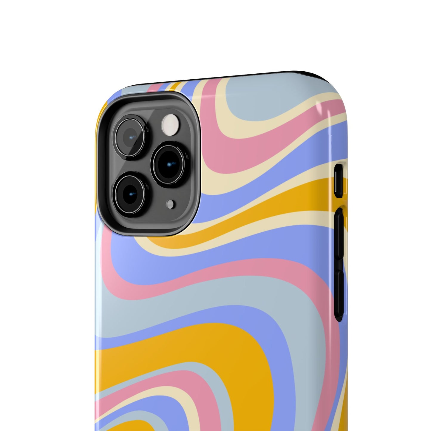 Groovy Pastel Waves iPhone Case – 70s-Inspired Design with Dual-Layer Protection