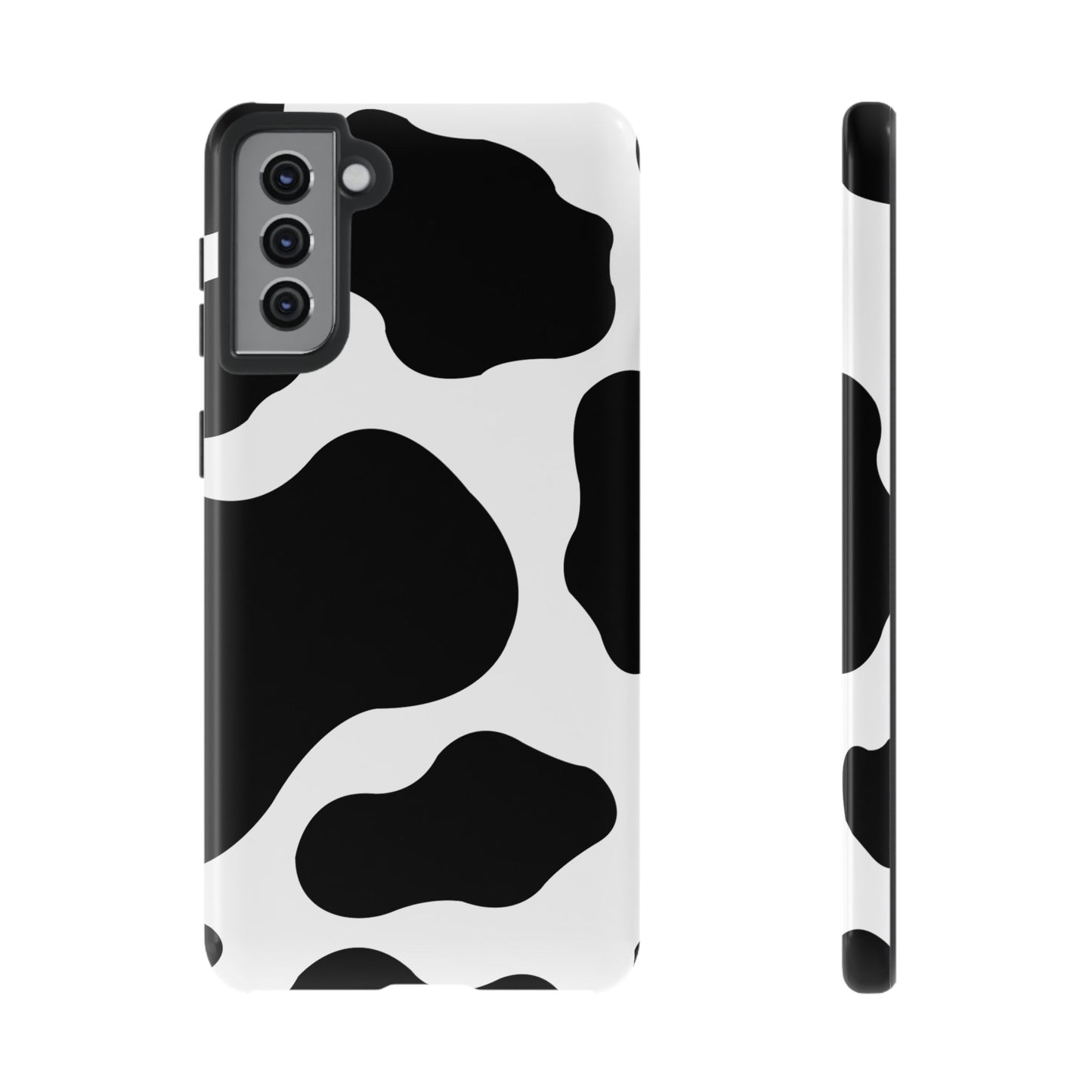 Chic Cow Print Tough Samsung Galaxy Case – Trendy Monochrome Animal Pattern with Dual-Layer Protection