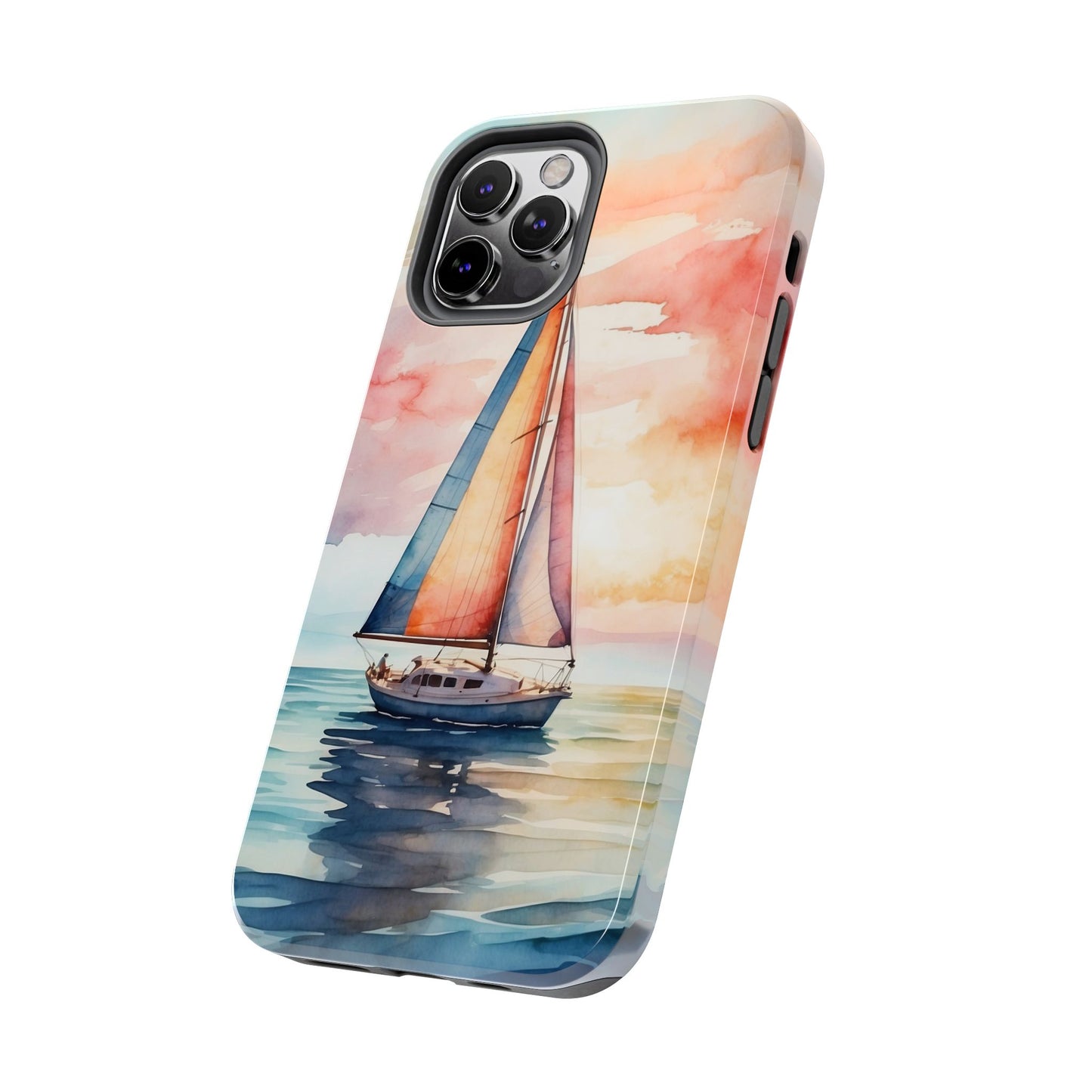Sailboat Sunset iPhone Case – Vibrant Watercolor Design