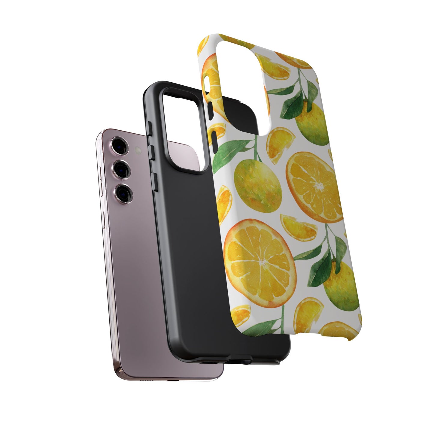 Sunny Citrus Grove Tough Samsung Galaxy Case – Watercolor Orange Design, Dual-Layer Protection