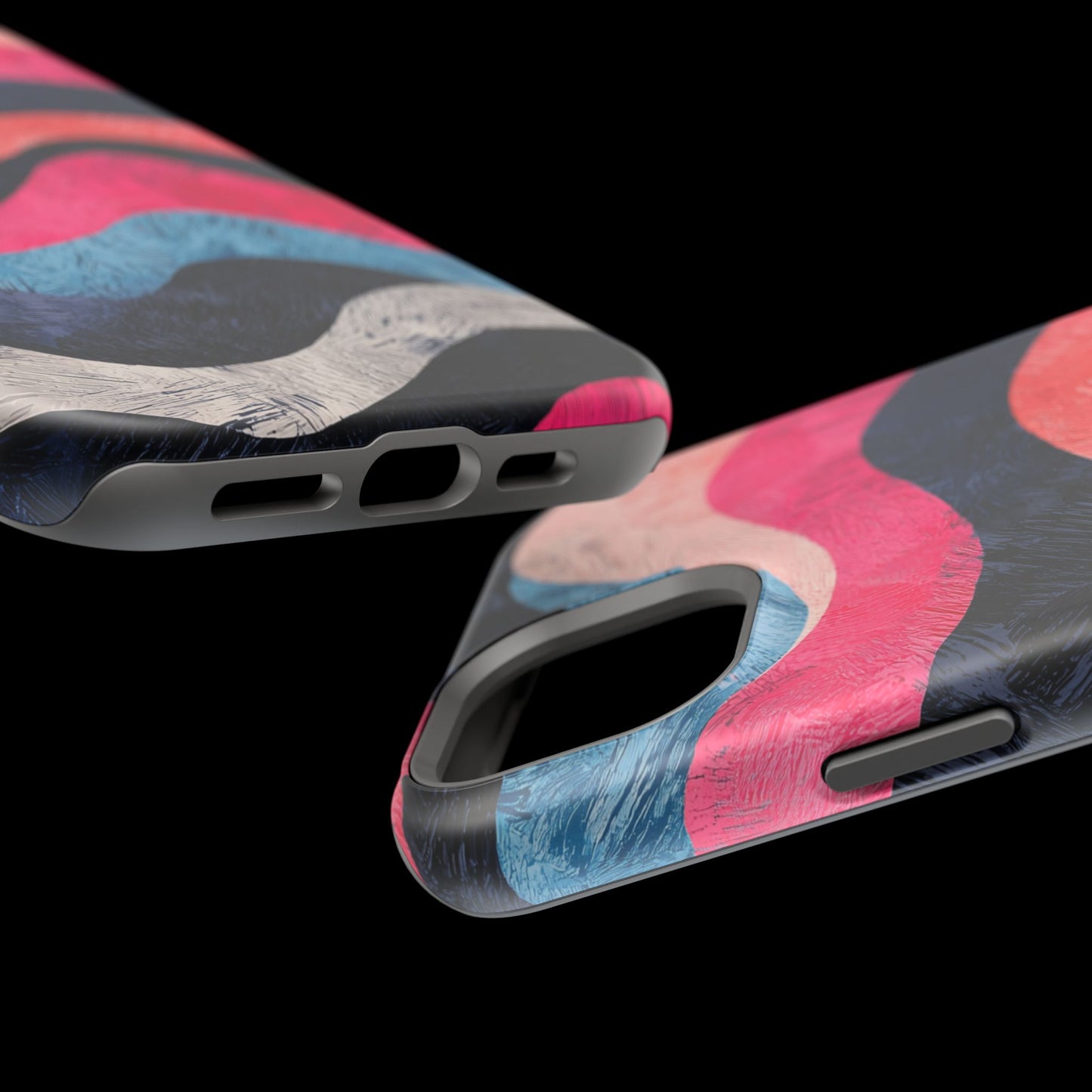 Abstract Wave Pattern MagSafe iPhone Case – Shockproof, Matte Finish, Dual-Layer Protection