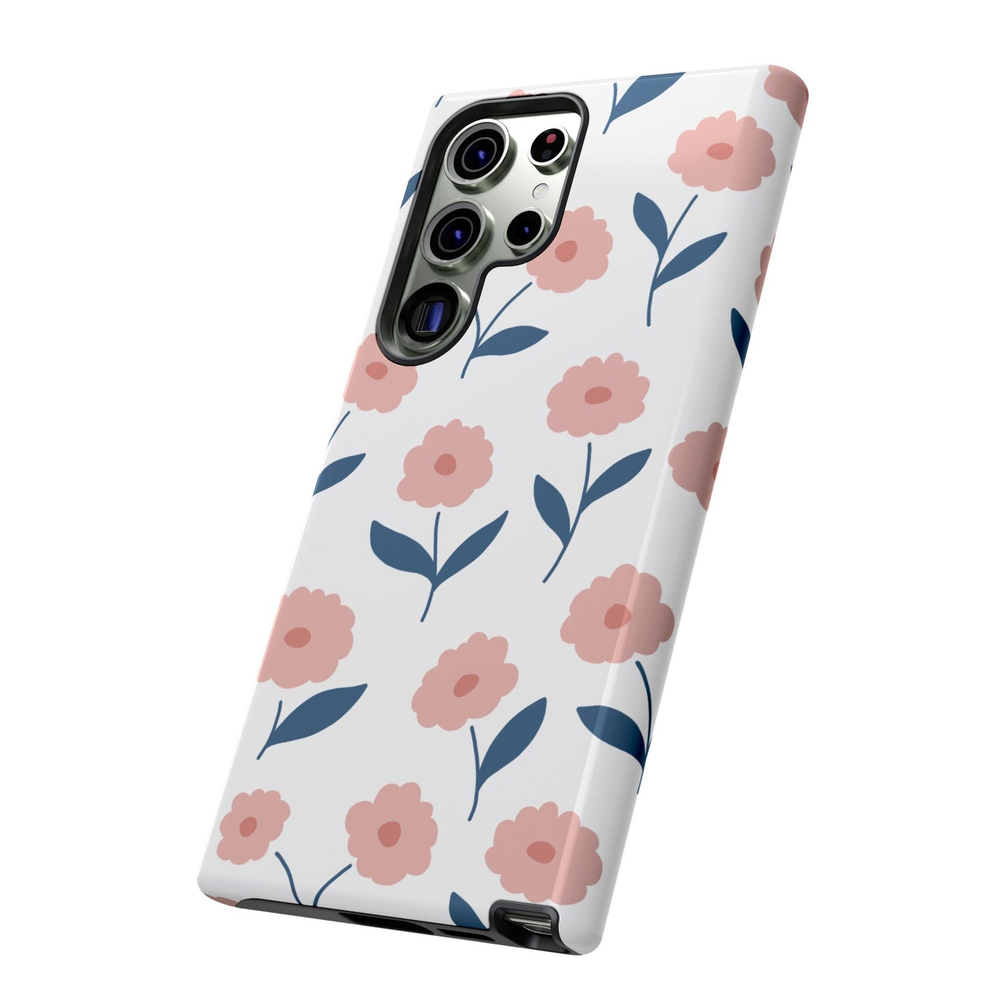 Playful Pink Floral Tough Samsung Galaxy Case – Soft Pastel Design, Slim & Shockproof