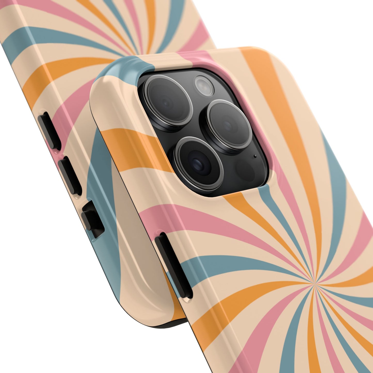 Retro Swirl Pattern iPhone Case – Bold 70s Vibe in Pink, Orange, and Teal