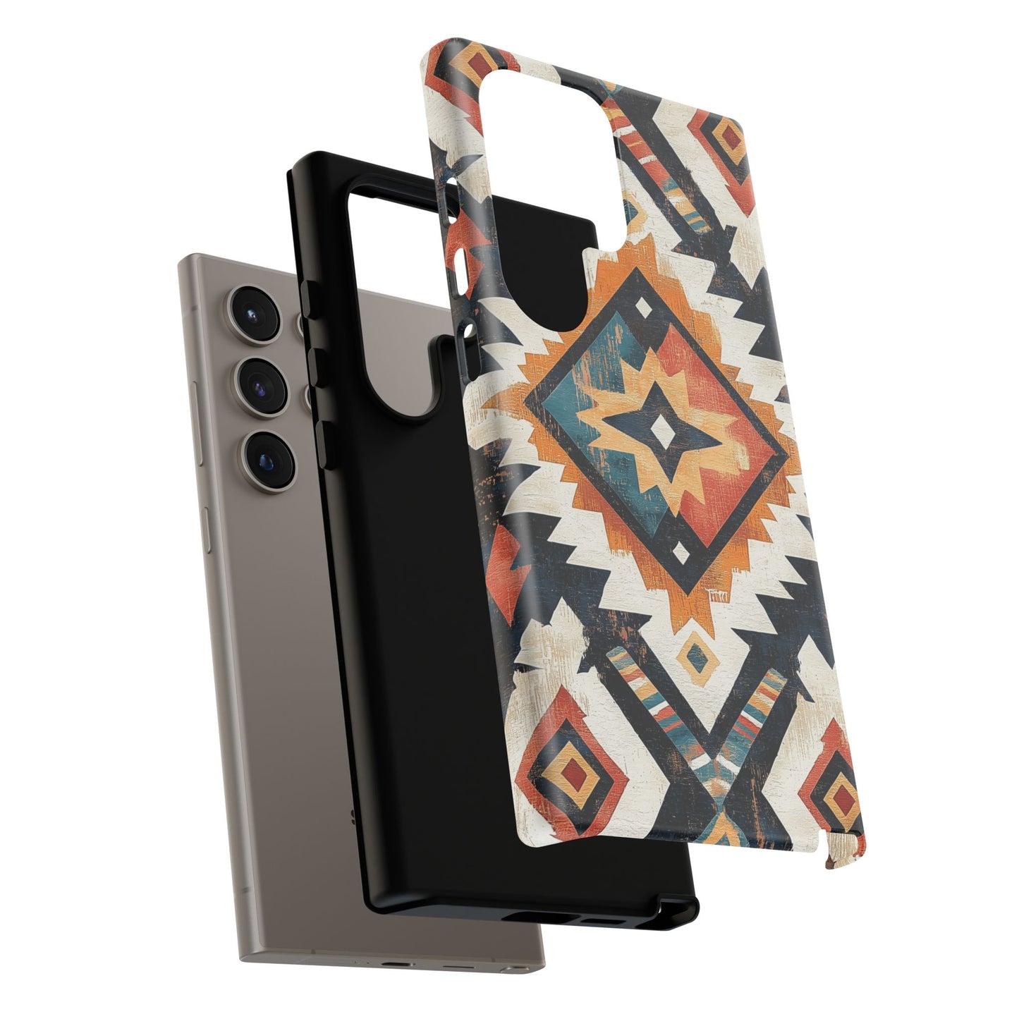 Vintage Southwestern Diamond Tough Samsung Galaxy Case – Rustic Tribal Design, Dual-Layer Protection