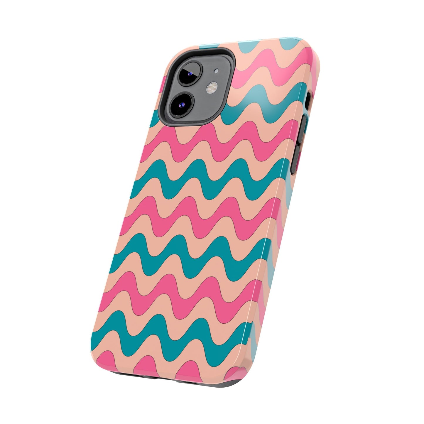 Retro Waves Pattern iPhone Case – Shockproof Design with Dual-Layer Protection