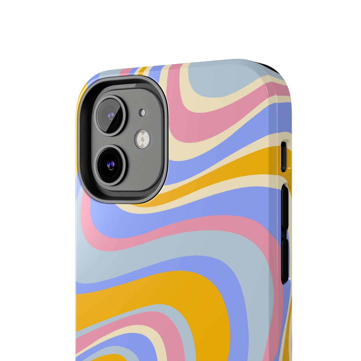 Groovy Pastel Waves iPhone Case – 70s-Inspired Design with Dual-Layer Protection