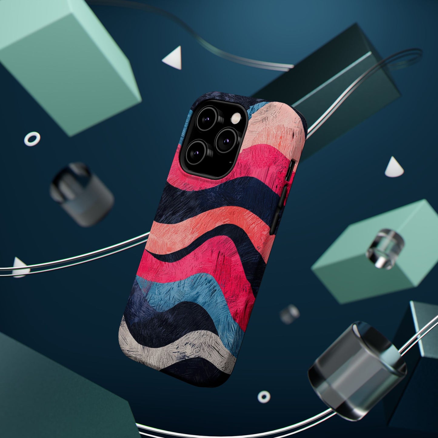 Abstract Wave Pattern MagSafe iPhone Case – Shockproof, Matte Finish, Dual-Layer Protection