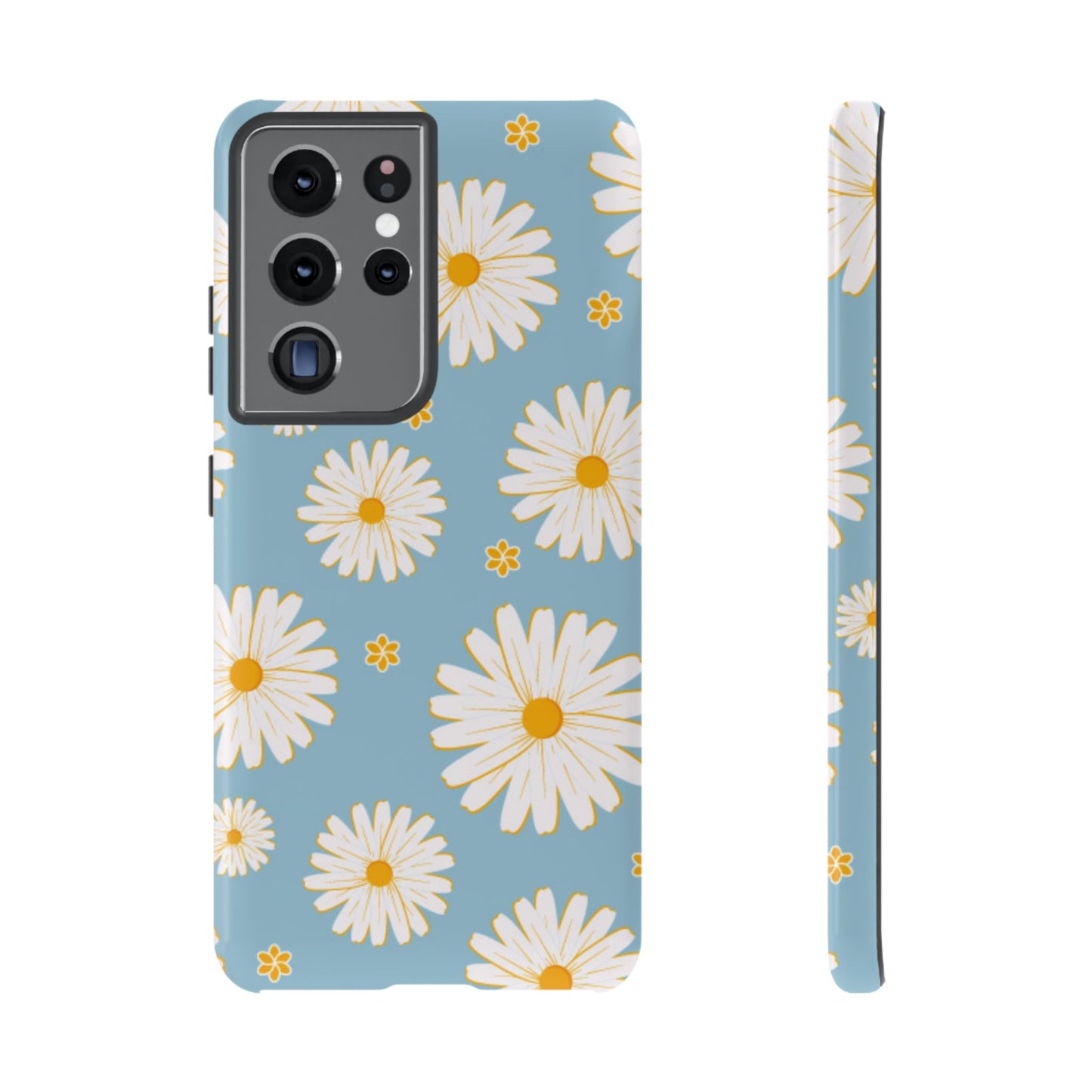 Bright Daisy Samsung Galaxy Case – Light Blue Background, Shockproof and Slim Design