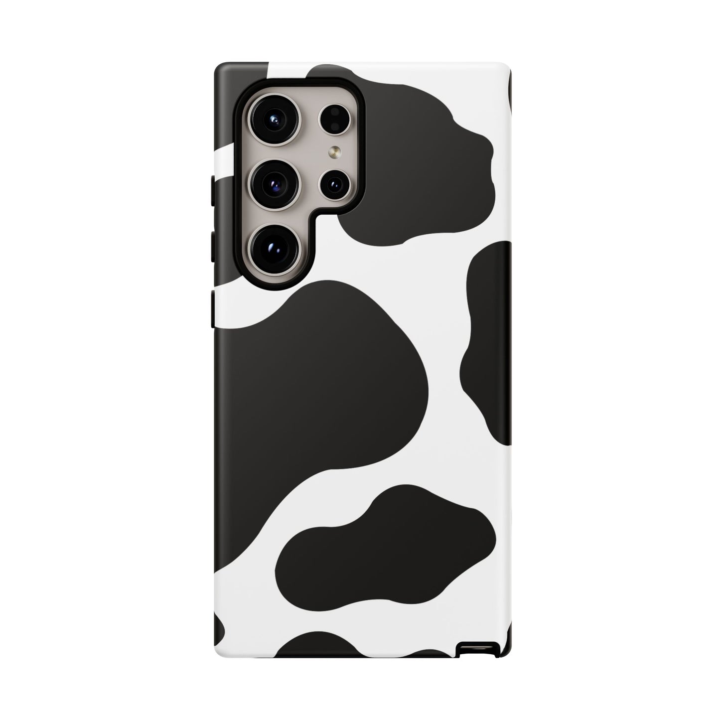 Chic Cow Print Tough Samsung Galaxy Case – Trendy Monochrome Animal Pattern with Dual-Layer Protection