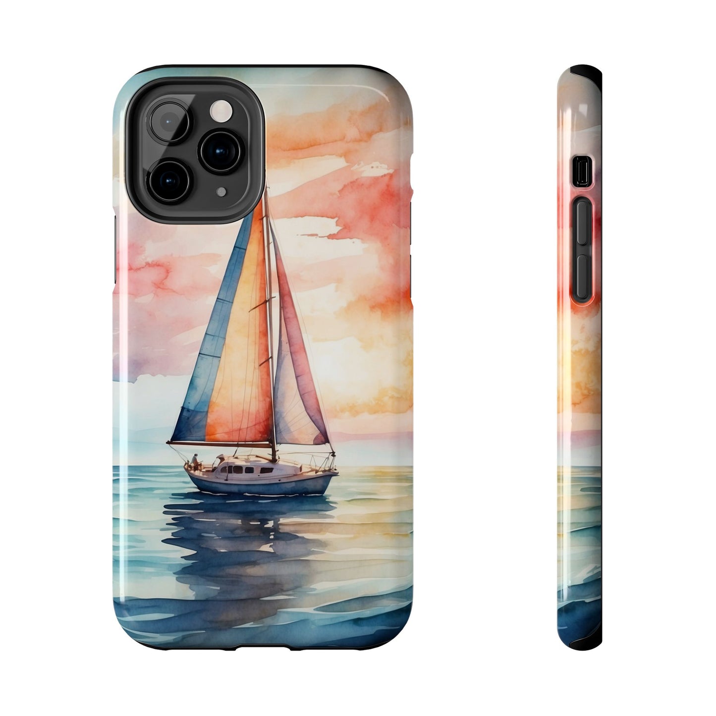 Sailboat Sunset iPhone Case – Vibrant Watercolor Design