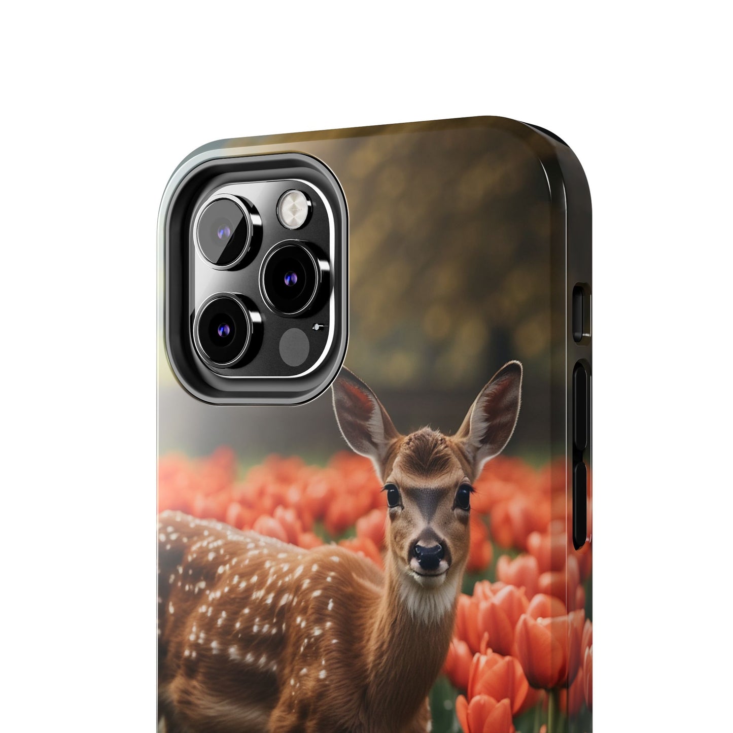 Fawn Among Tulips iPhone Case