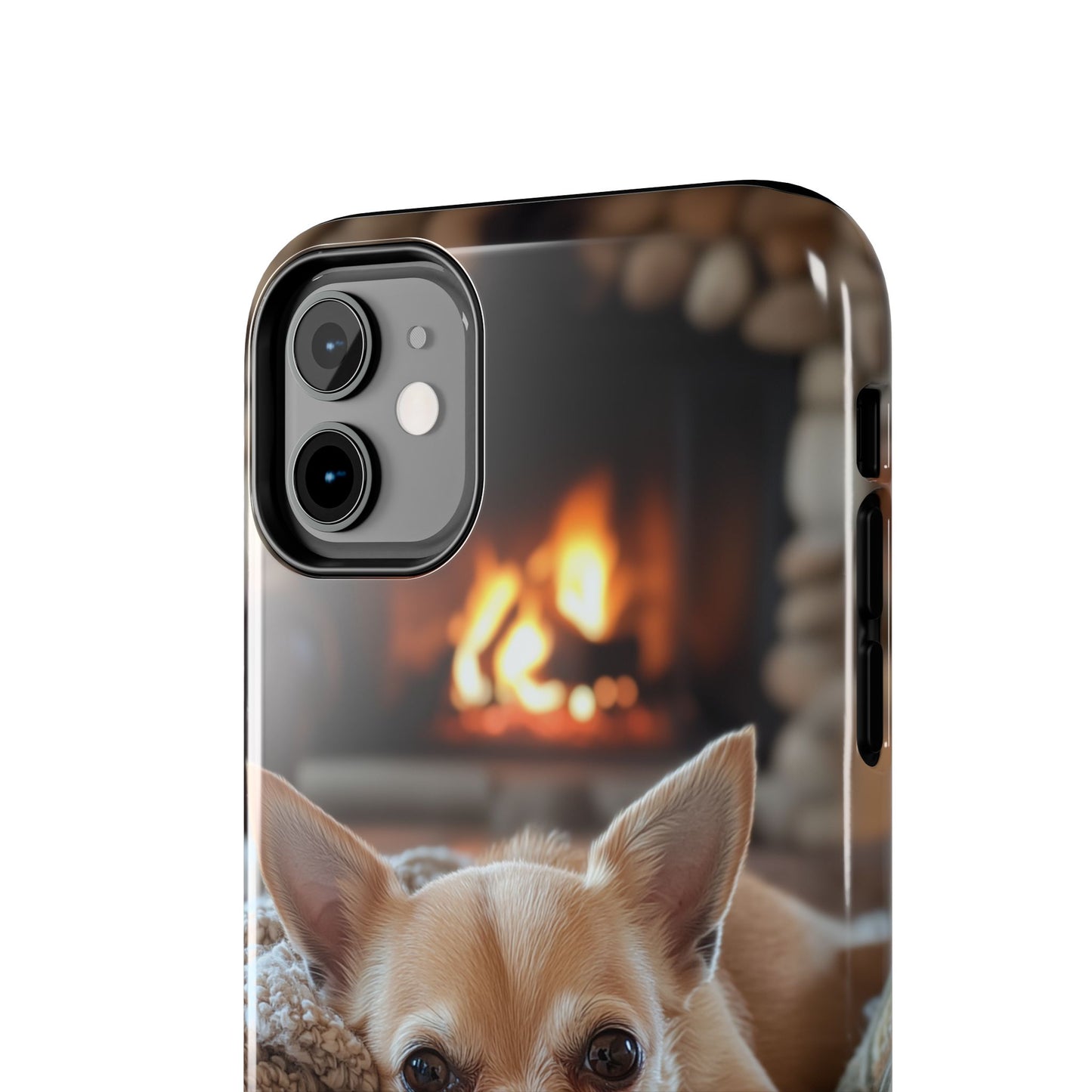Relaxing Chihuahua by Fireplace iPhone Case – Warm and Stylish Protection