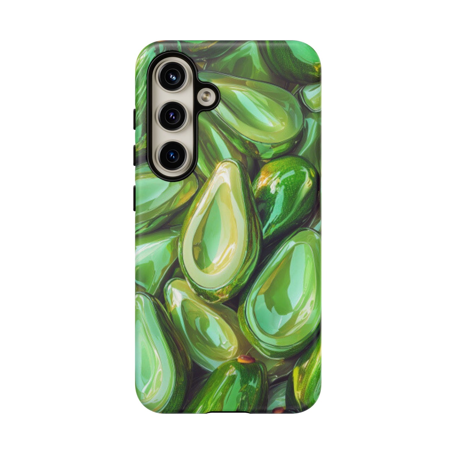 Glossy Avocado Samsung Galaxy  Case – Sleek Green 3D Fruit Design, Durable and Stylish