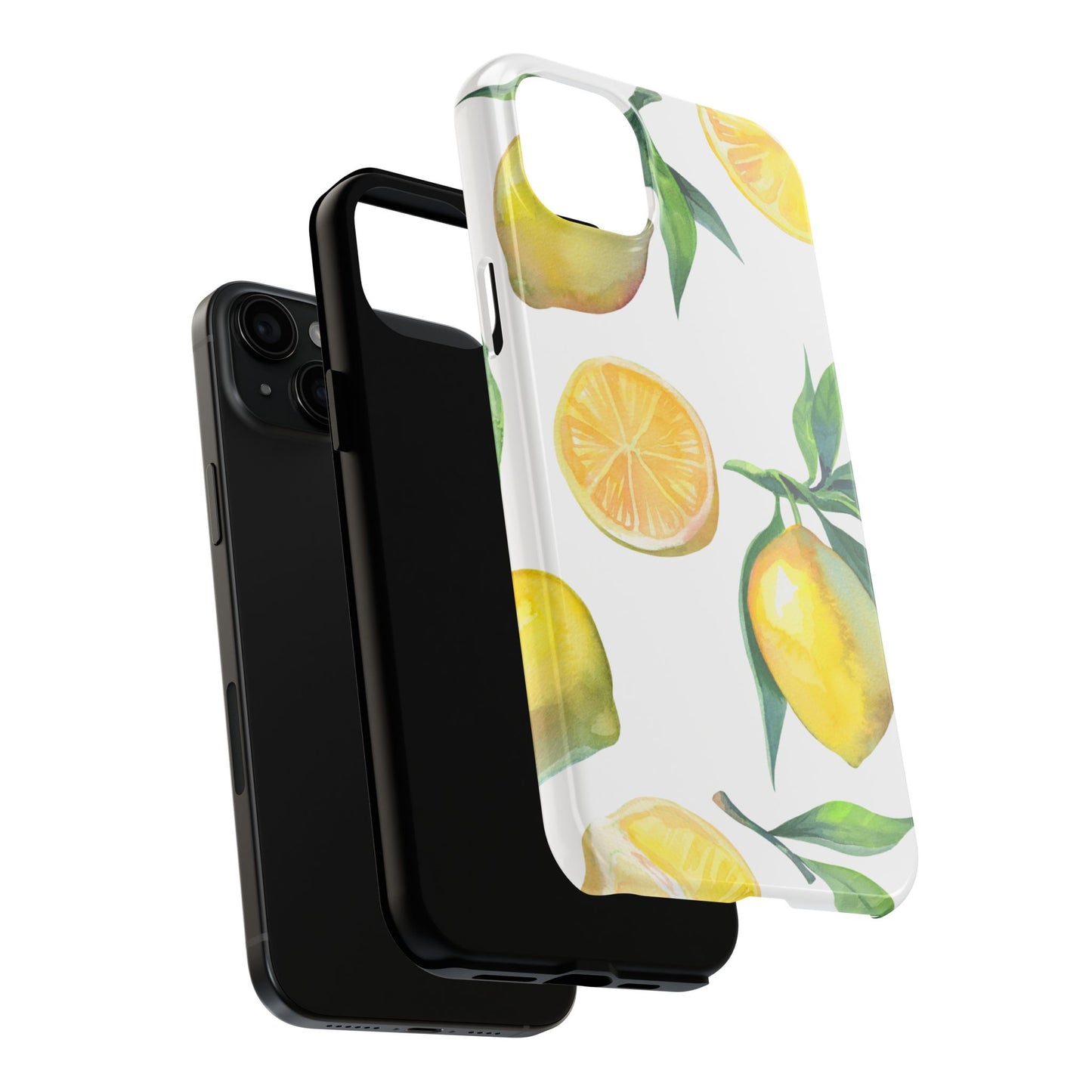 Lemon Grove Watercolor Tough iPhone Case – Fresh Citrus Design, Dual - Layer Protection - BOGO Cases