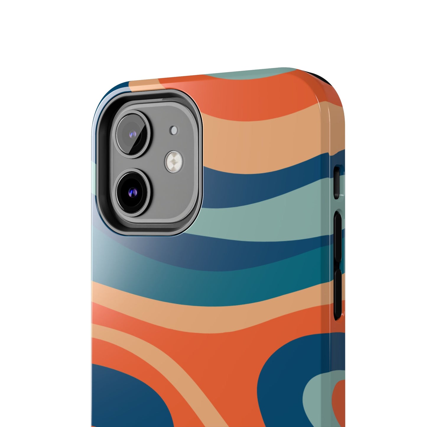 Retro Vibe Wavy Stripes iPhone Case – 70s-Inspired in Teal, Orange, and Rust