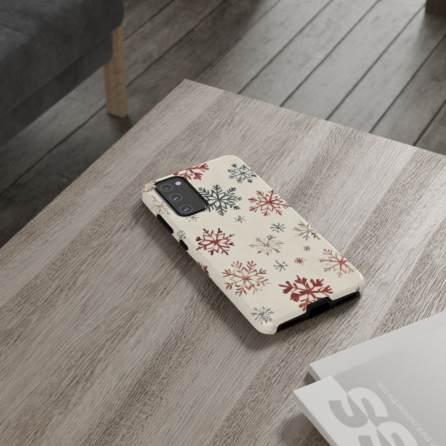 Vintage Red and Gray Snowflake Pattern – Samsung Galaxy Series Case