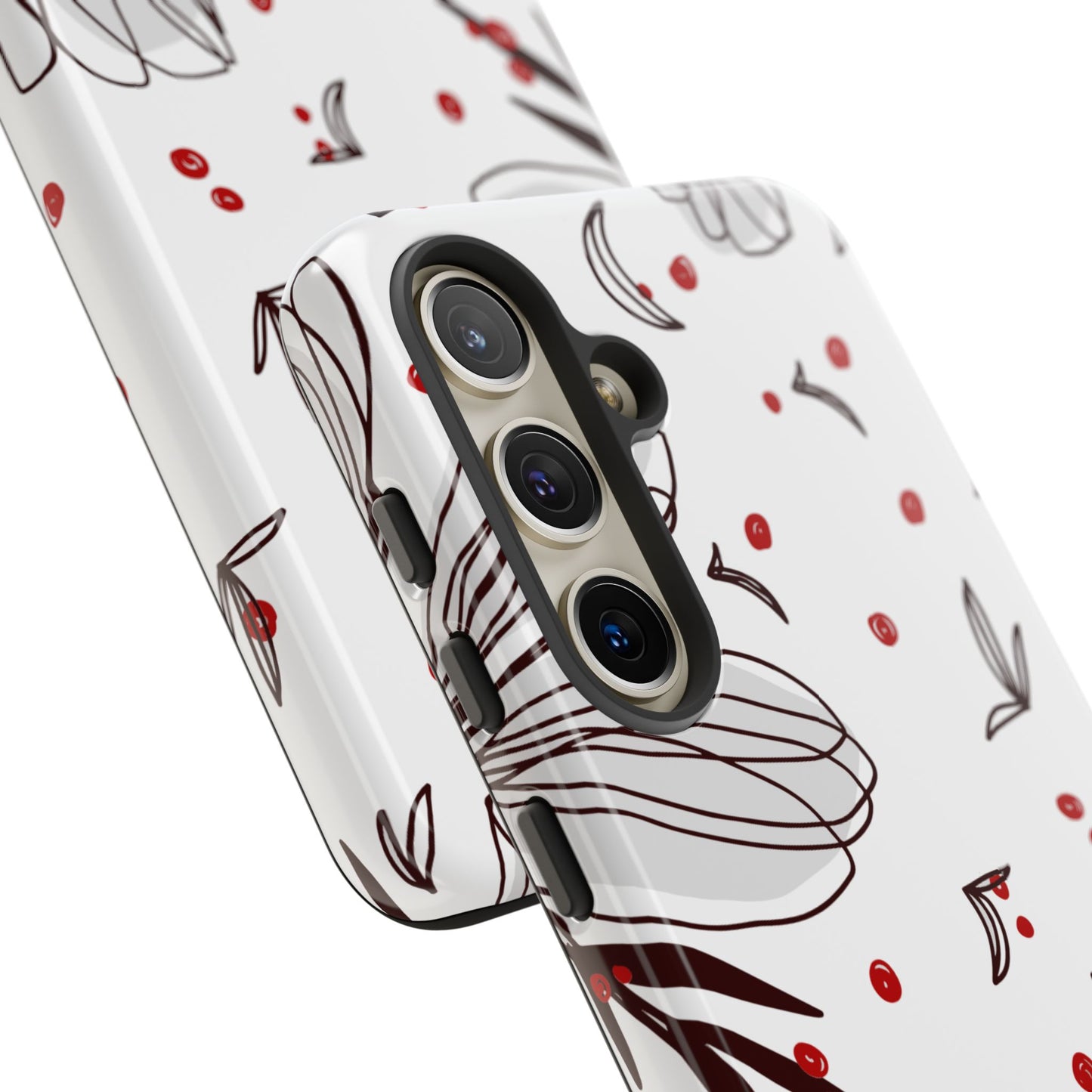 Minimalist Line Art Floral Tough Samsung Galaxy  Case – Bold Red and Black Design, Shockproof Protection