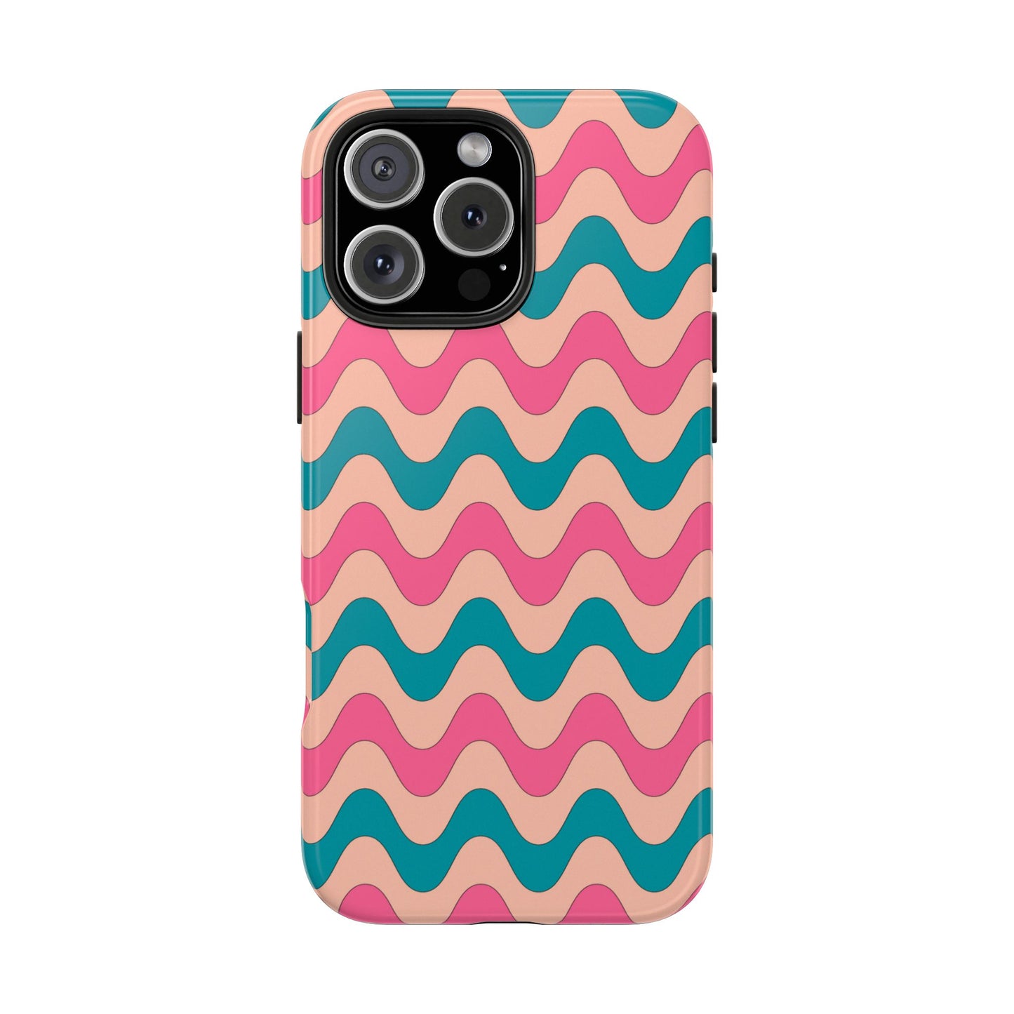 Retro Waves Pattern iPhone Case – Shockproof Design with Dual-Layer Protection
