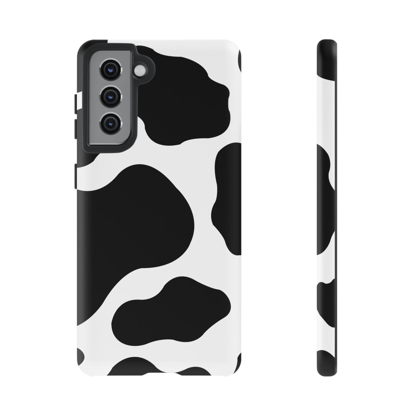 Chic Cow Print Tough Samsung Galaxy Case – Trendy Monochrome Animal Pattern with Dual-Layer Protection