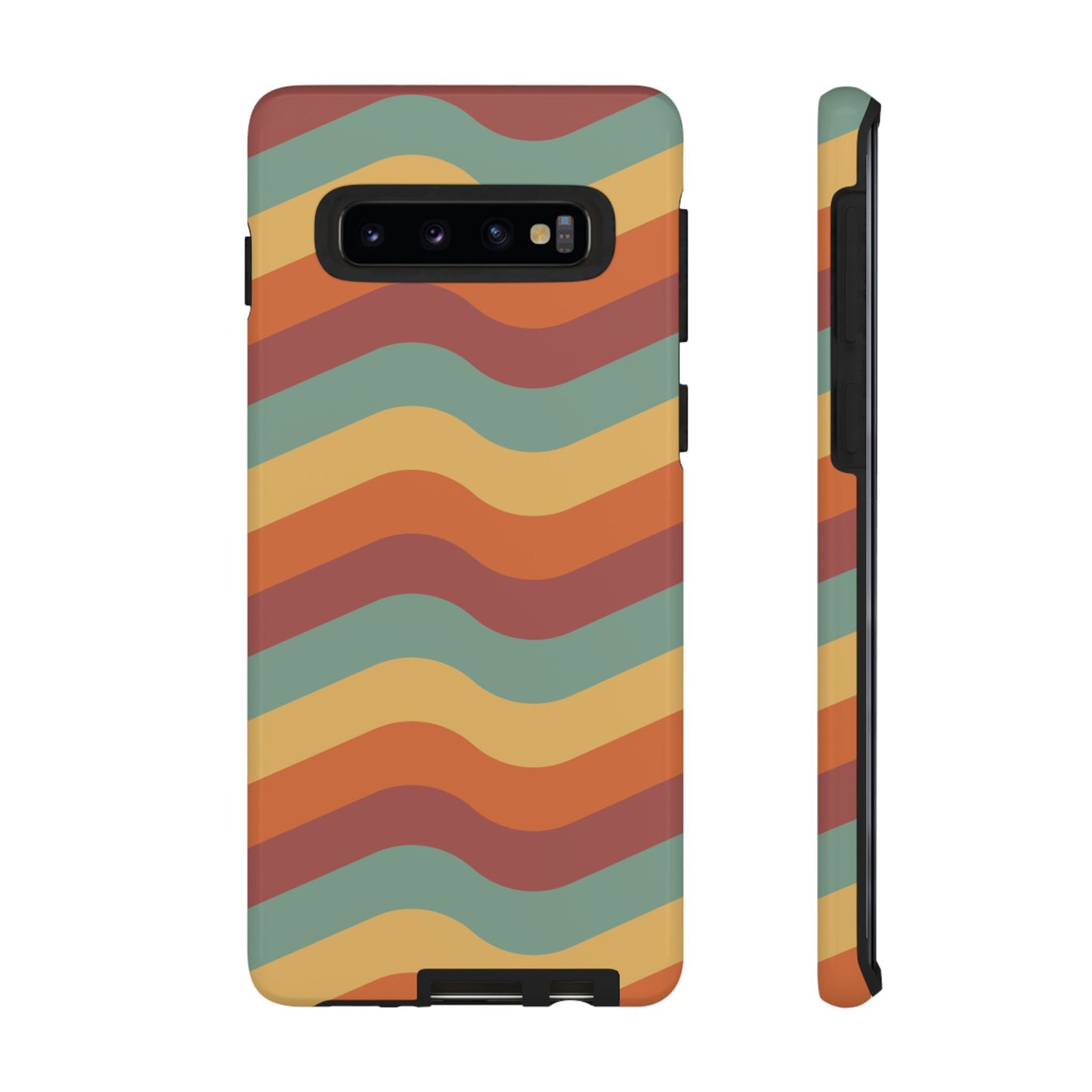 Retro Vibe Wavy Stripes Samsung Galaxy Case – 70s-Inspired in Teal, Orange, and Rust