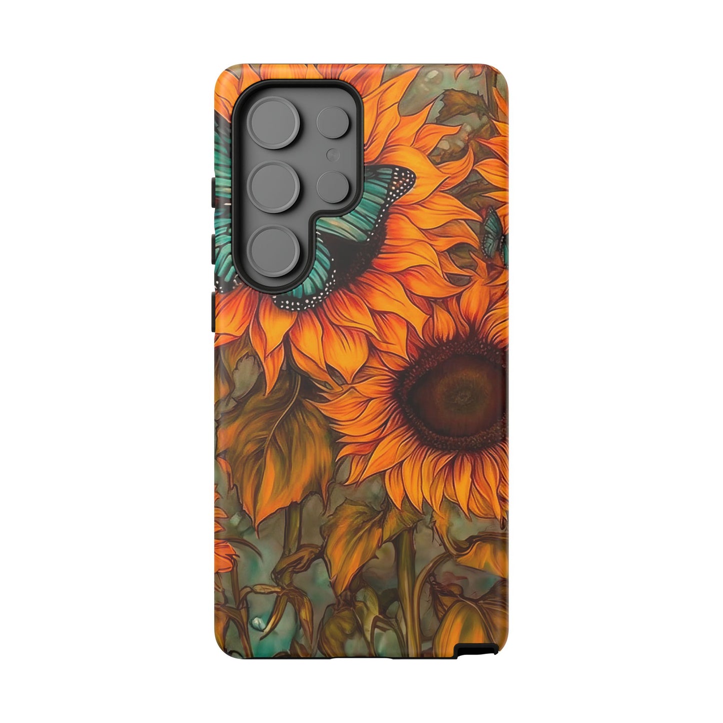 Vintage Blue Butterfly & Sunflower Art – Samsung Galaxy Case