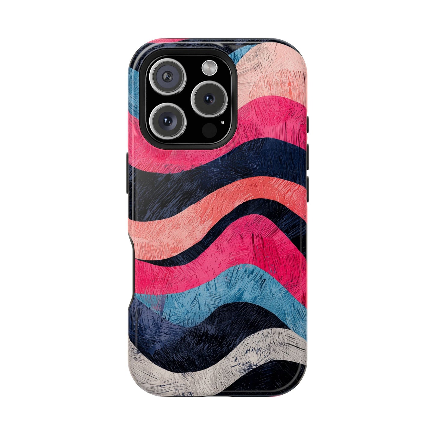 Abstract Wave Pattern MagSafe iPhone Case – Shockproof, Matte Finish, Dual-Layer Protection