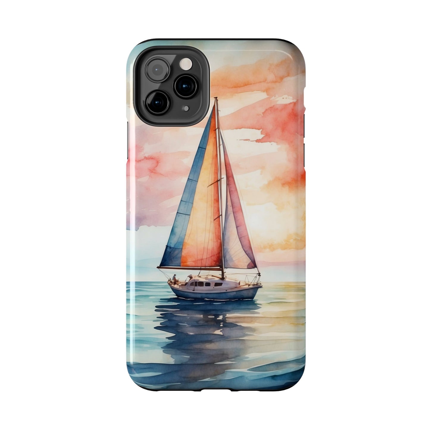 Sailboat Sunset iPhone Case – Vibrant Watercolor Design