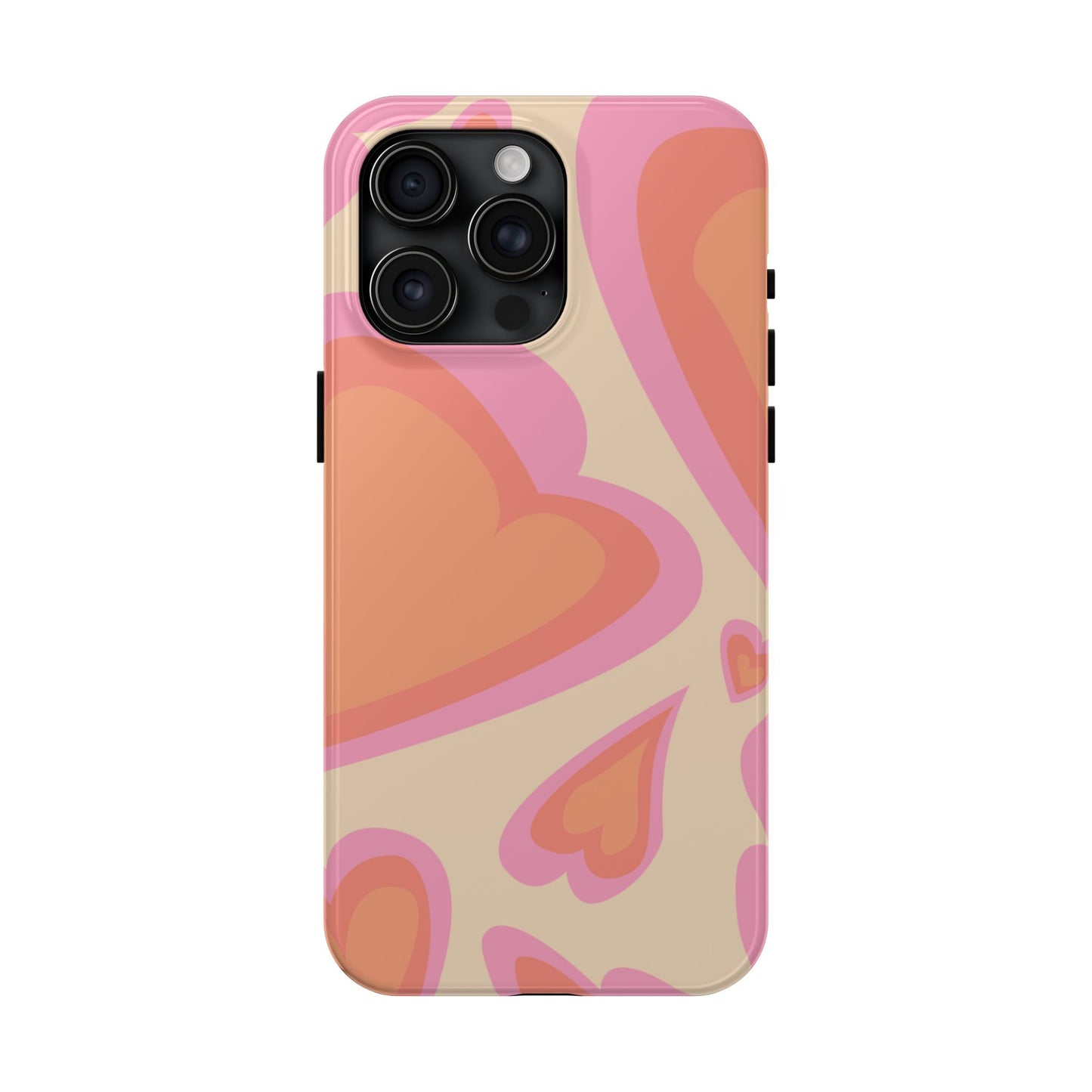 Retro Pink Hearts iPhone Case – Shock-Resistant, Matte Finish, Dual-Layer Protection