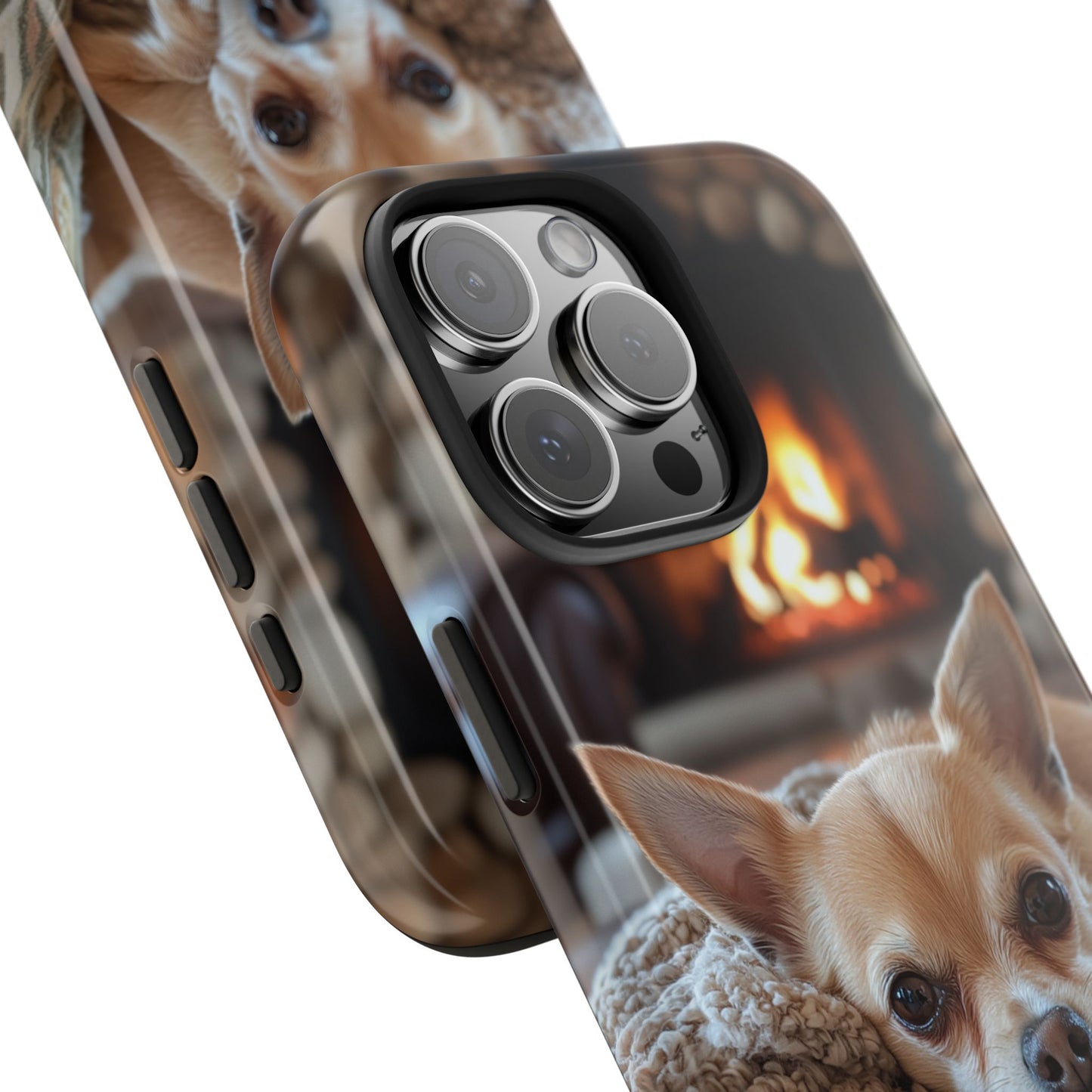 Relaxing Chihuahua by Fireplace iPhone Case – Warm and Stylish Protection