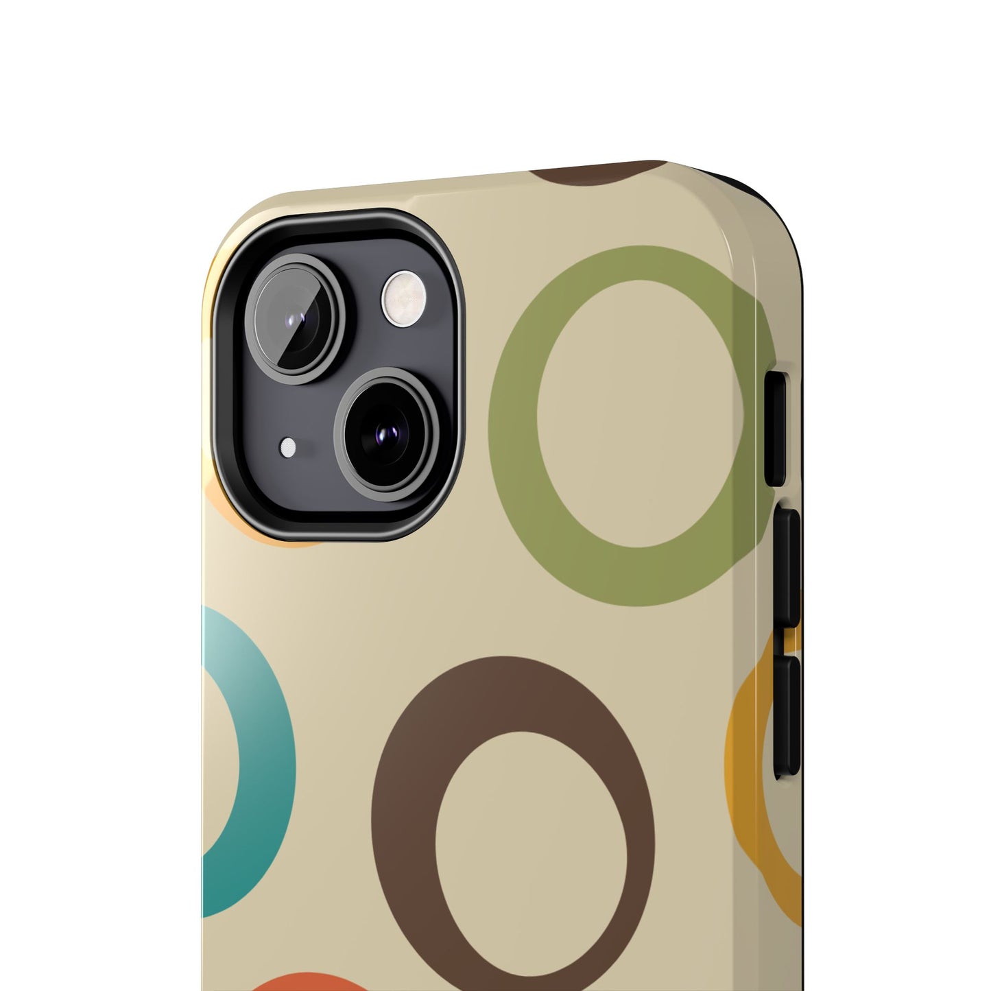 Retro Colorful Rings iPhone Case – Shockproof, Matte Finish, Dual-Layer Protection