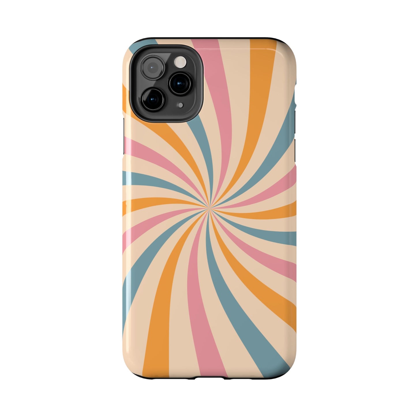 Retro Swirl Pattern iPhone Case – Bold 70s Vibe in Pink, Orange, and Teal