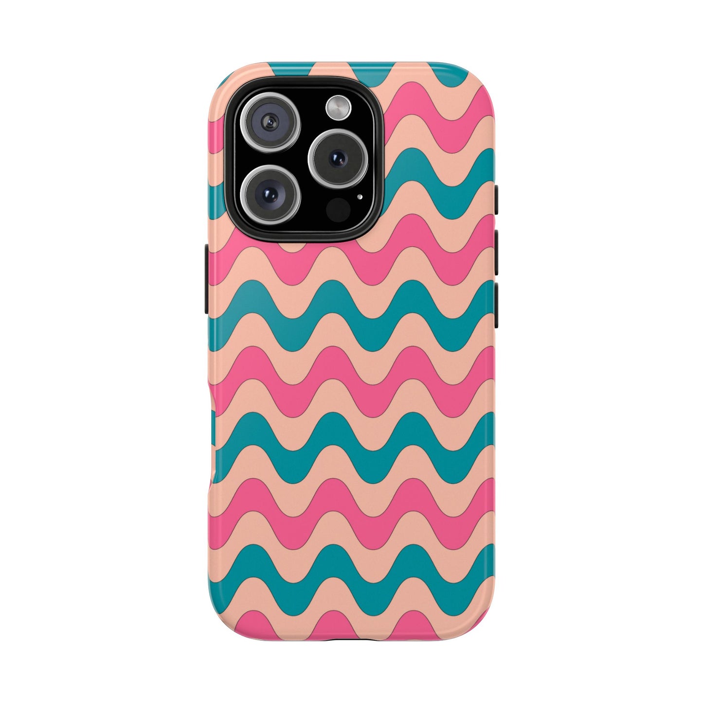 Retro Waves Pattern iPhone Case – Shockproof Design with Dual-Layer Protection