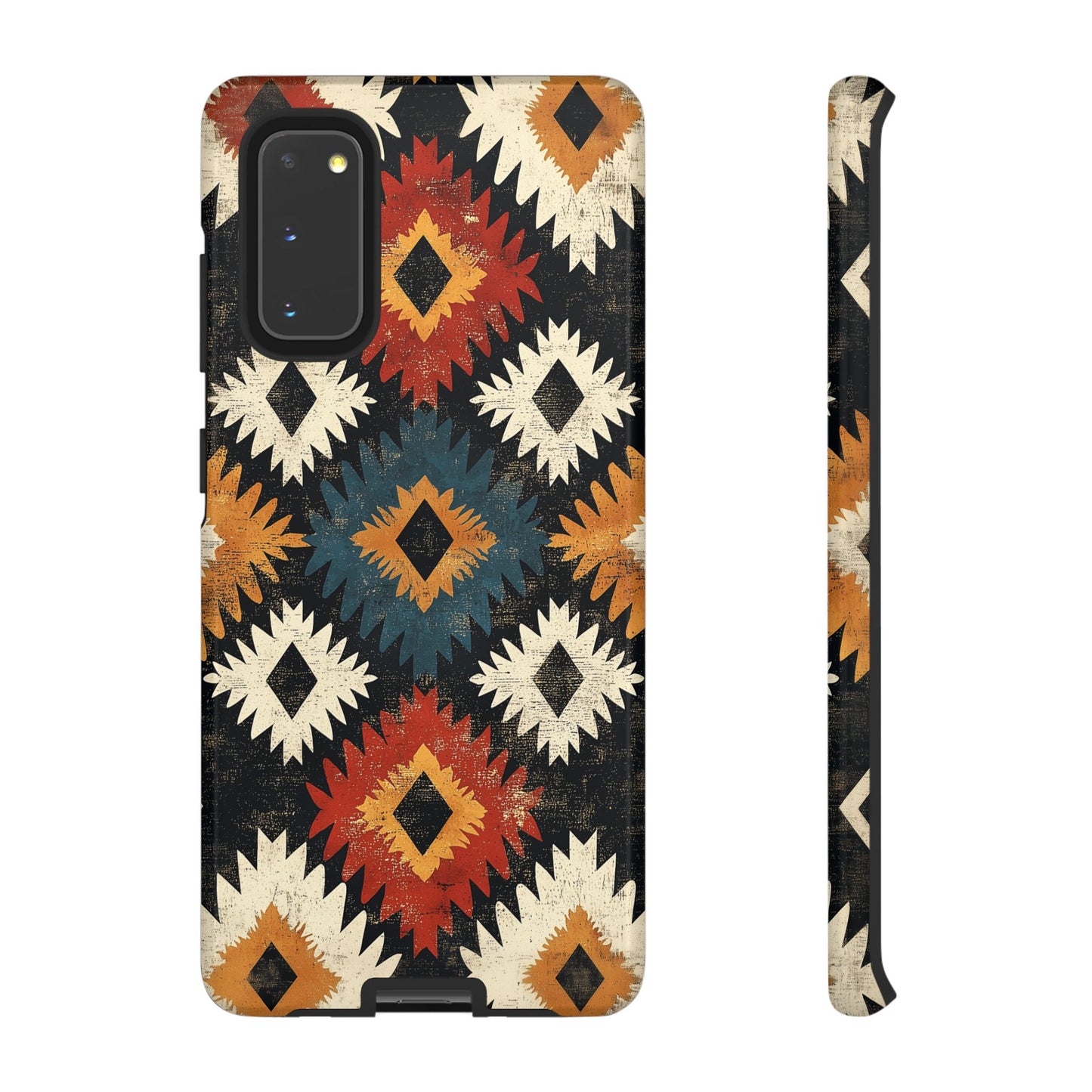 Rustic Tribal Sunburst Tough Samsung Galaxy  Case – Vibrant Geometric Design, Dual-Layer Protection