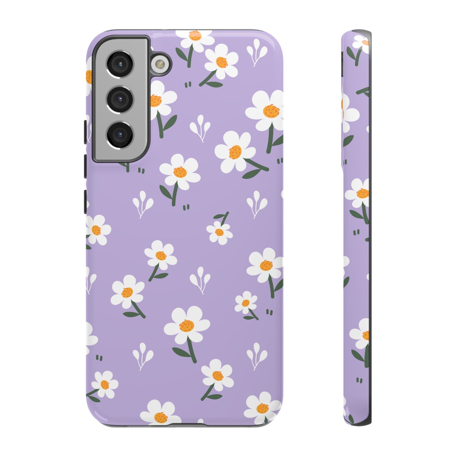 Purple Daisy Garden Samsung Galaxy Case – Soft Lavender Background, Shockproof Protection with Slim Fit