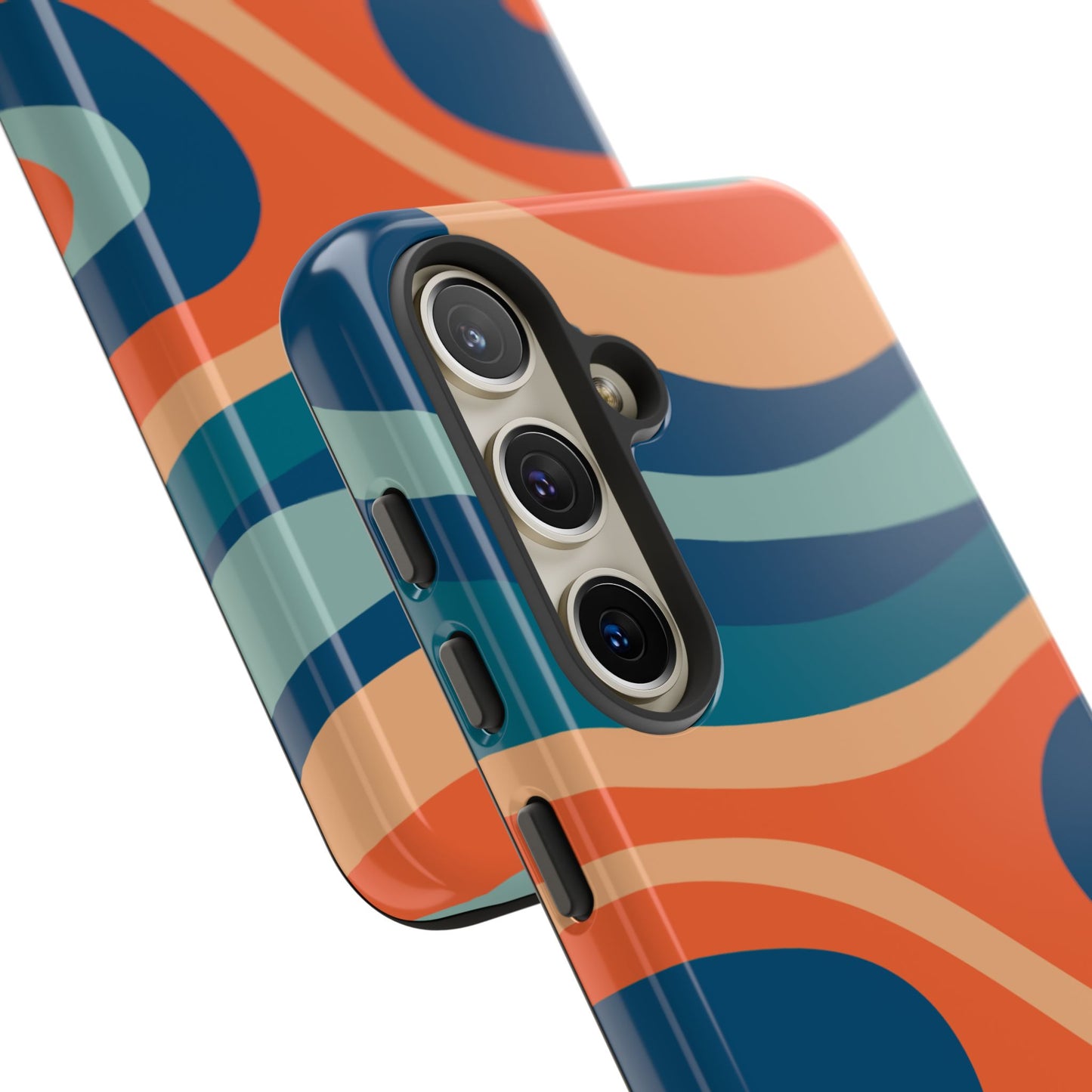 Retro Vibe Wavy Stripes Samsung Galaxy Case – 70s-Inspired in Teal, Orange, and Rust