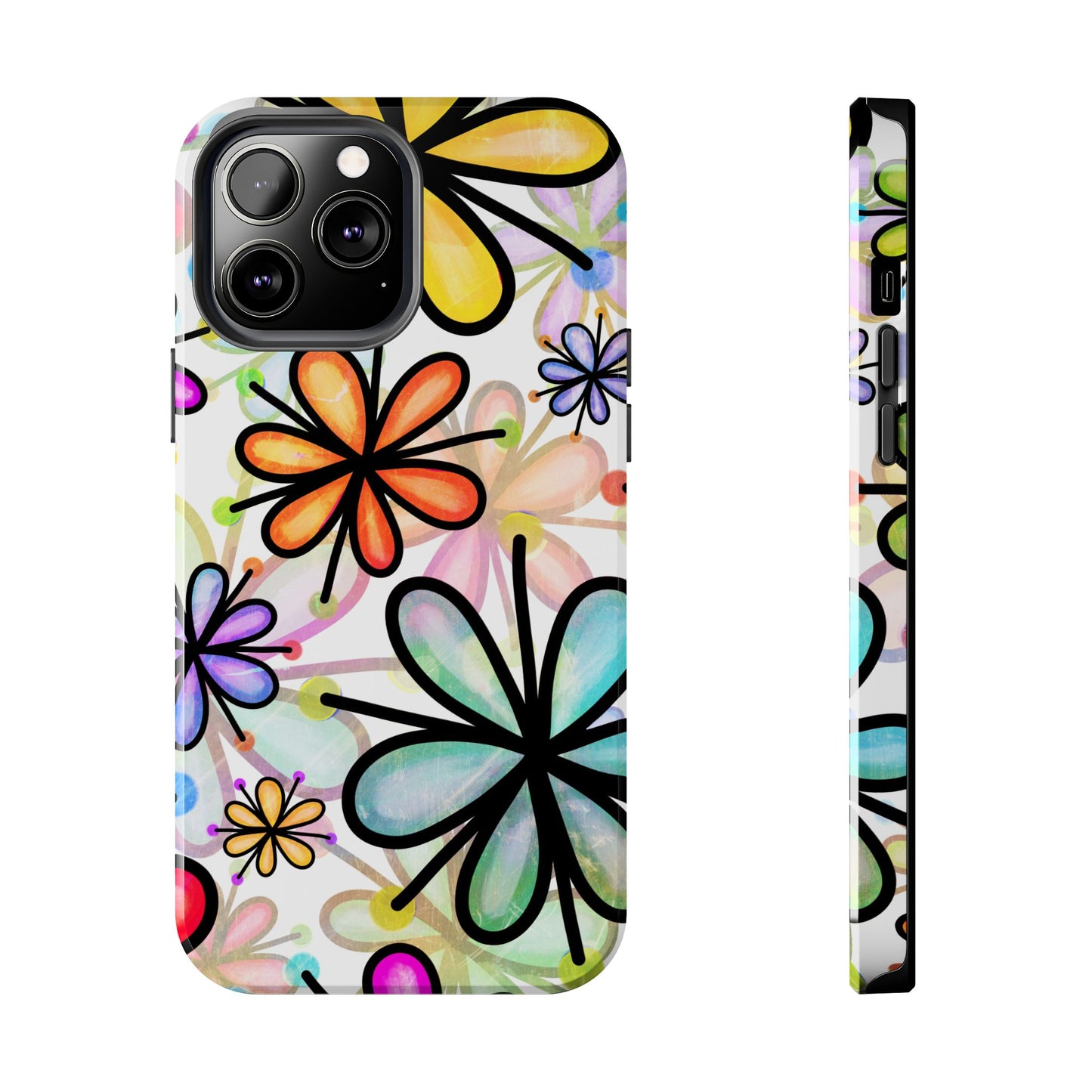 Retro Floral Pop iPhone Case – Ultra-Slim Design, High-Gloss Finish