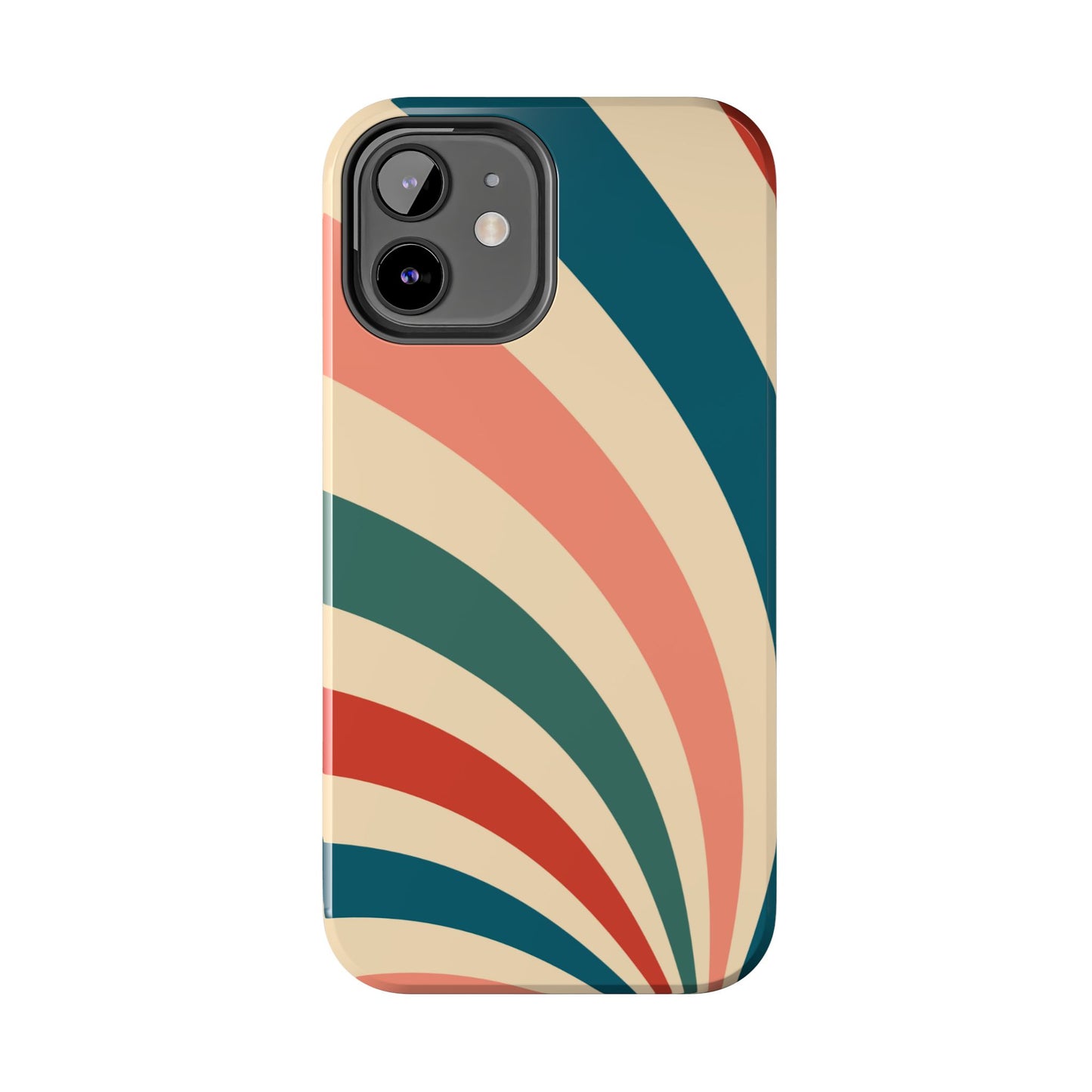 Retro Sunburst Swirl iPhone Case – Dual-Layer Protection with Bold 70s Vibes