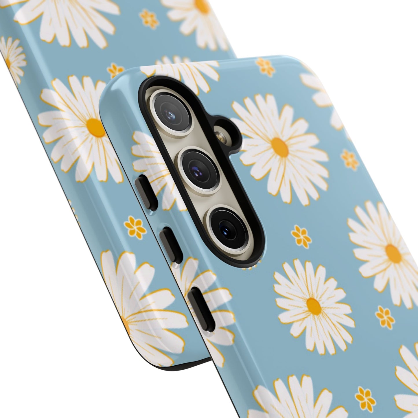 Bright Daisy Samsung Galaxy Case – Light Blue Background, Shockproof and Slim Design