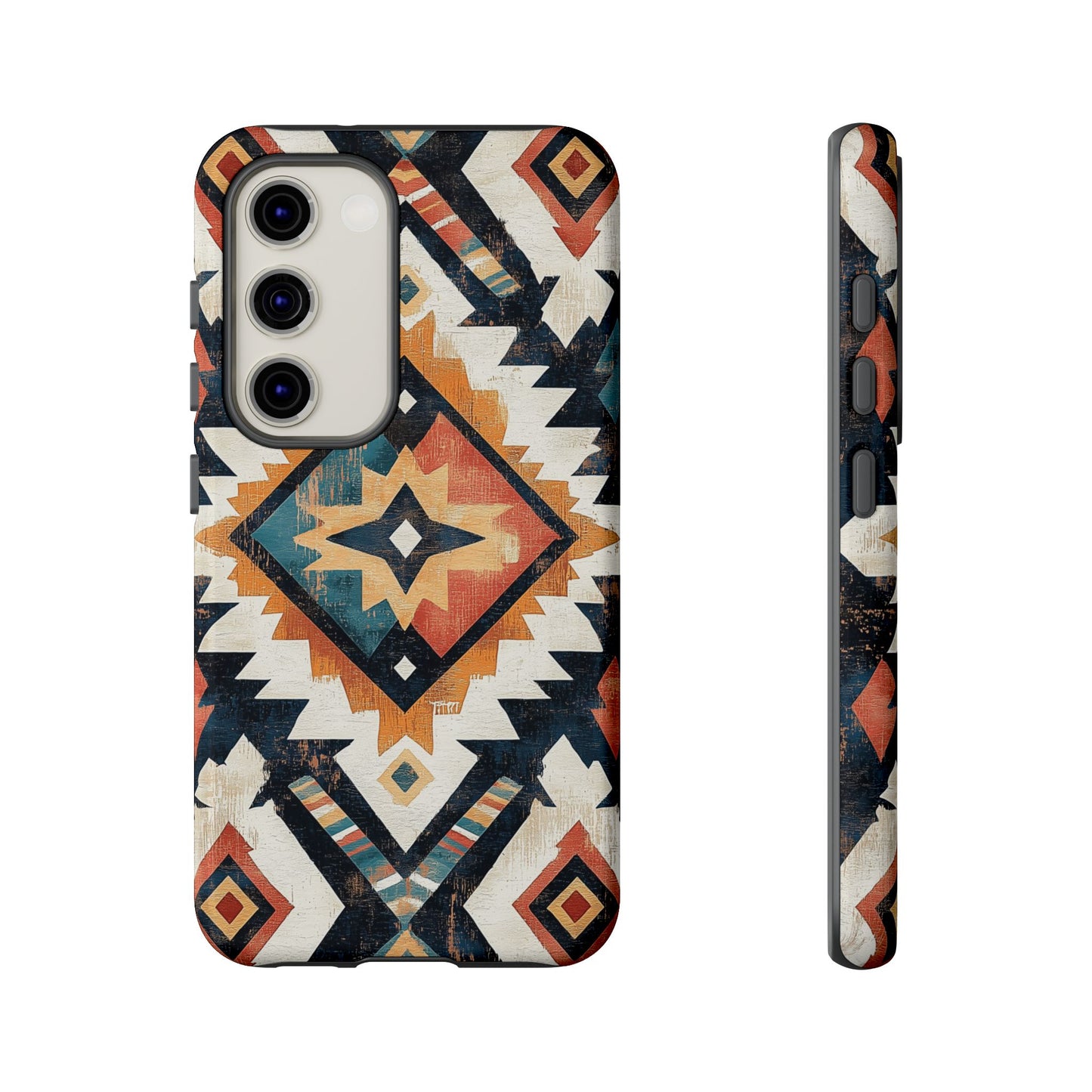 Vintage Southwestern Diamond Tough Samsung Galaxy Case – Rustic Tribal Design, Dual-Layer Protection