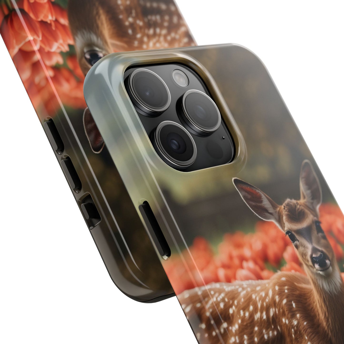 Fawn Among Tulips iPhone Case