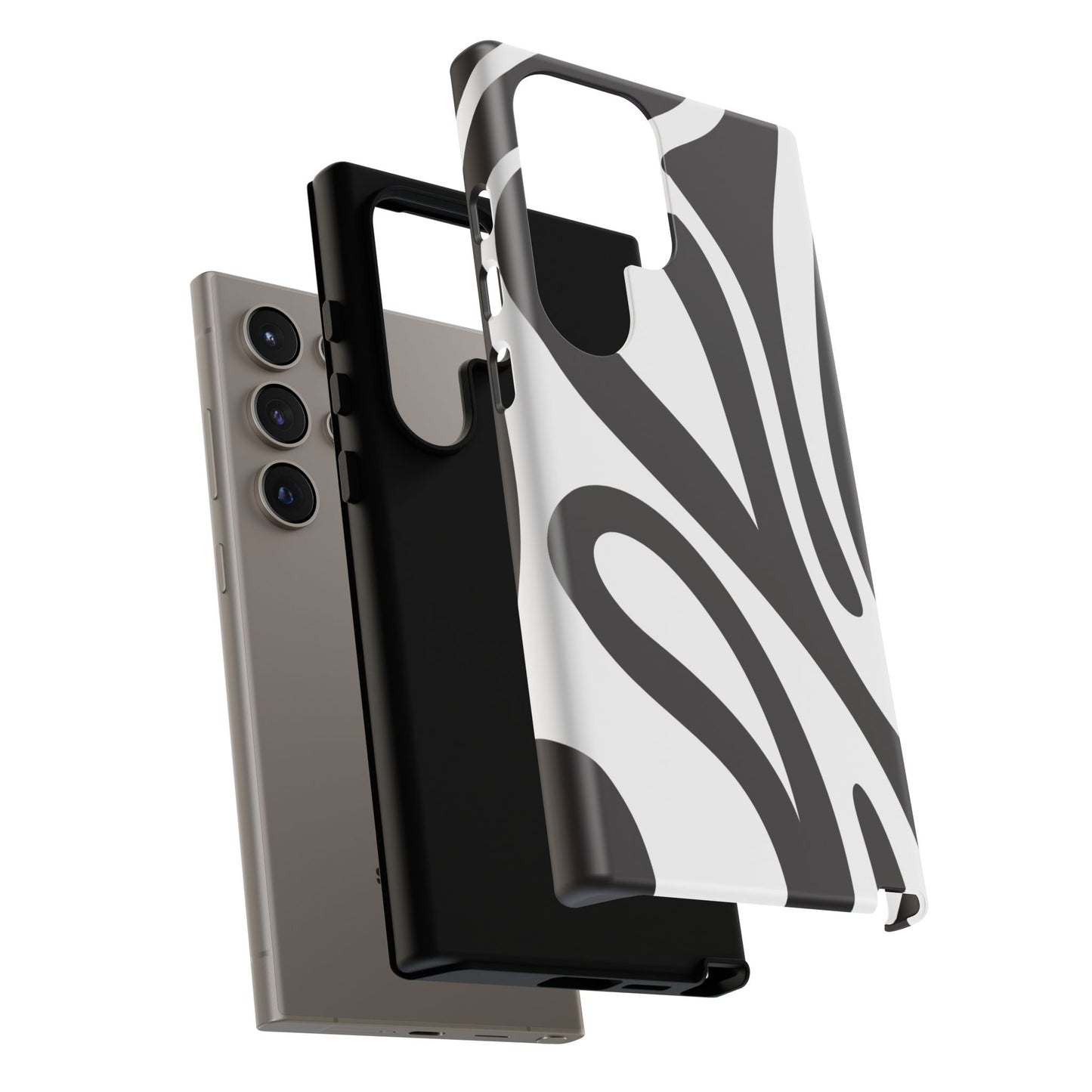 Modern Black and White Abstract Tough Samsung Galaxy Case – Bold Graphic Pattern with Dual-Layer Protection