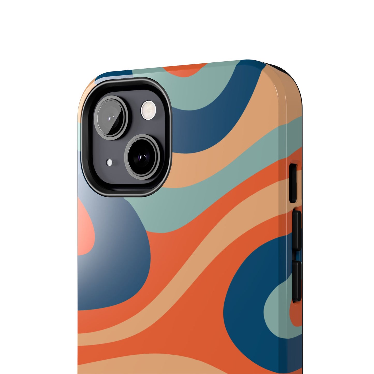 Retro Vibe Wavy Stripes iPhone Case – 70s-Inspired in Teal, Orange, and Rust