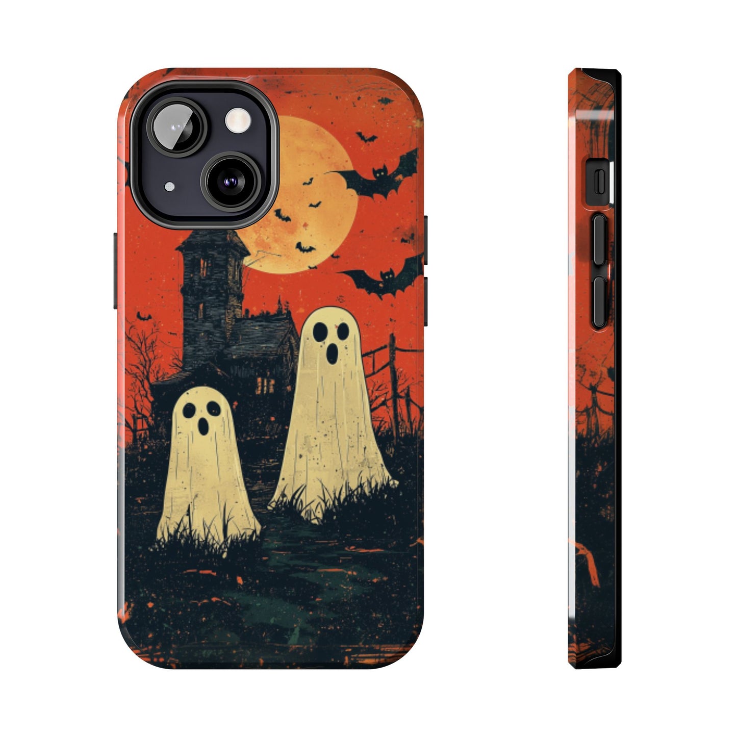 Haunted House & Ghosts iPhone Case – Spooky Halloween Full Moon Design