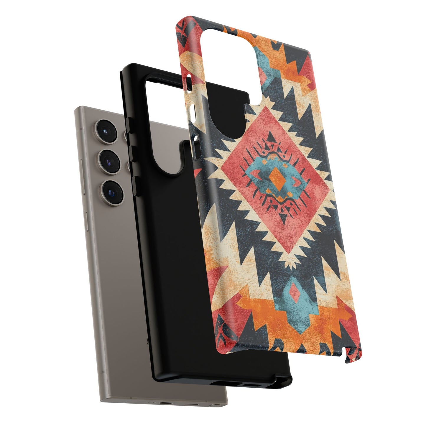 Bold Aztec Pattern Tough Samsung Galaxy Case – Vibrant Geometric Design, Dual-Layer Protection