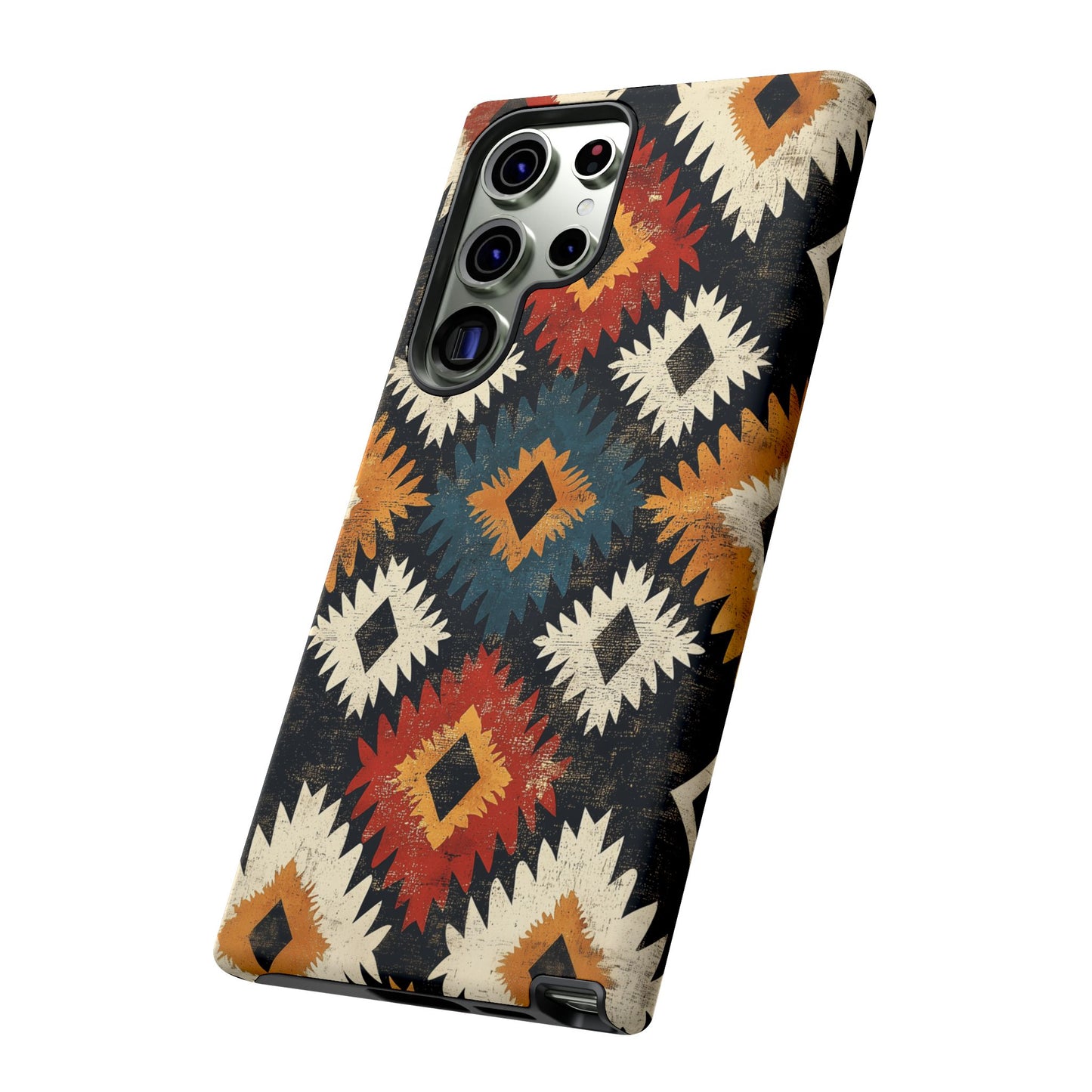 Rustic Tribal Sunburst Tough Samsung Galaxy  Case – Vibrant Geometric Design, Dual-Layer Protection