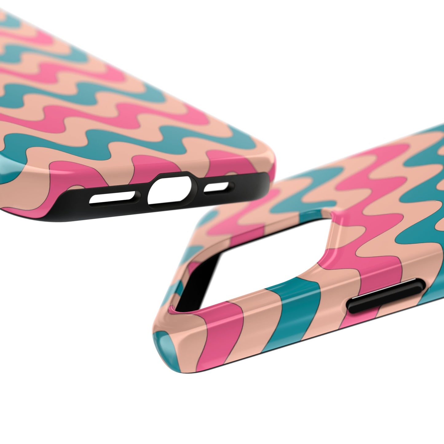 Retro Waves Pattern iPhone Case – Shockproof Design with Dual-Layer Protection