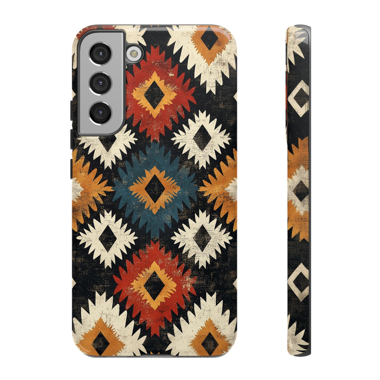 Rustic Tribal Sunburst Tough Samsung Galaxy  Case – Vibrant Geometric Design, Dual-Layer Protection