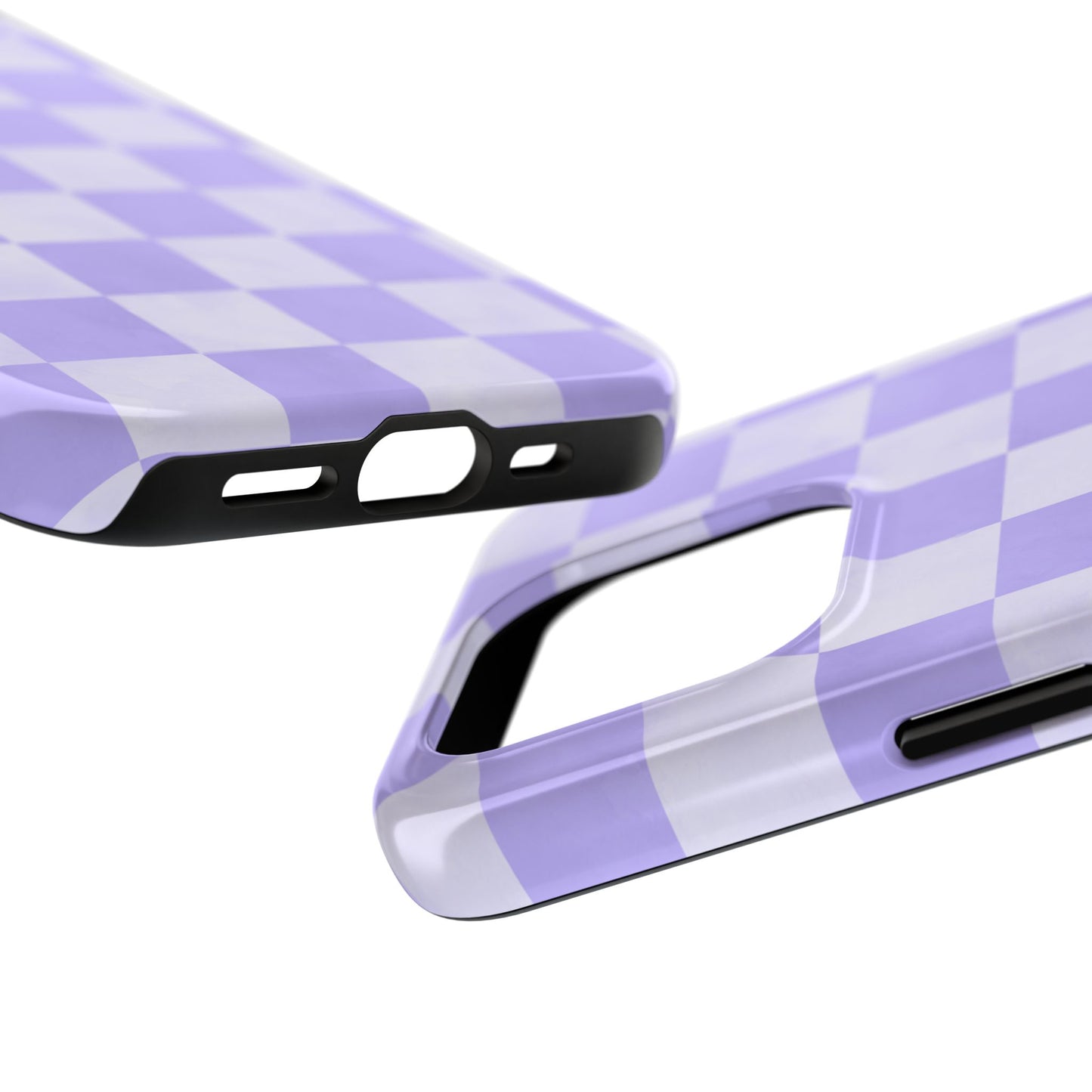 Lavender Checkerboard iPhone Case – Shockproof, Smooth Matte Finish, Dual-Layer Design